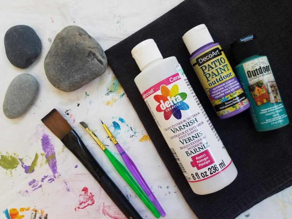 Supplies used to paint rocks. great kid's craft!