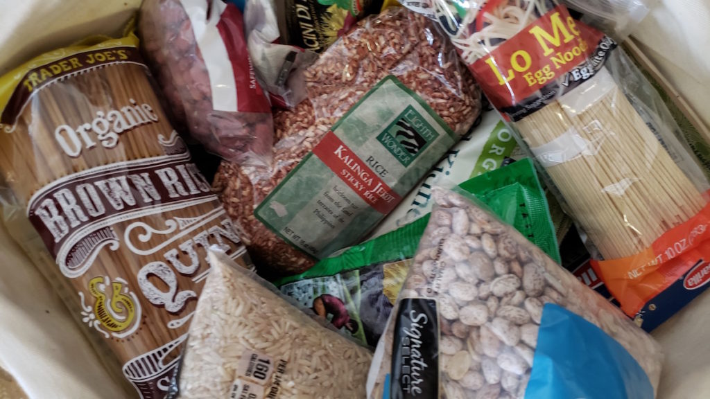 shop your pantry. pantry items rice, pasta, noodles, beans... 