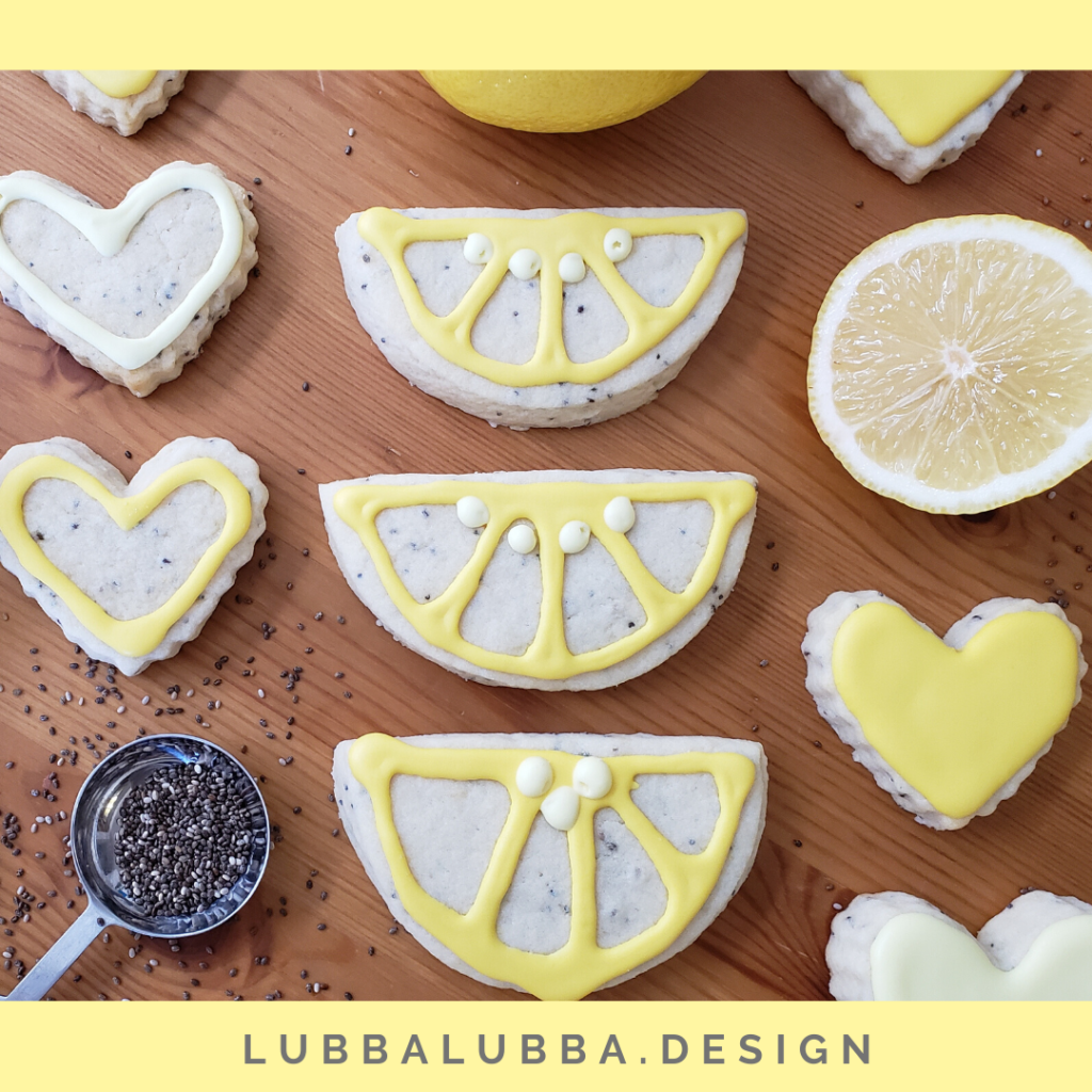 Sugar cookie cut outs with royal icing, baked with chia seeds, so tasty! With the zing of lemon icing and chia I can’t say no. Perfect any time of year, any time of day. These are too good to pass up. Quick & easy, lemon squeezy.