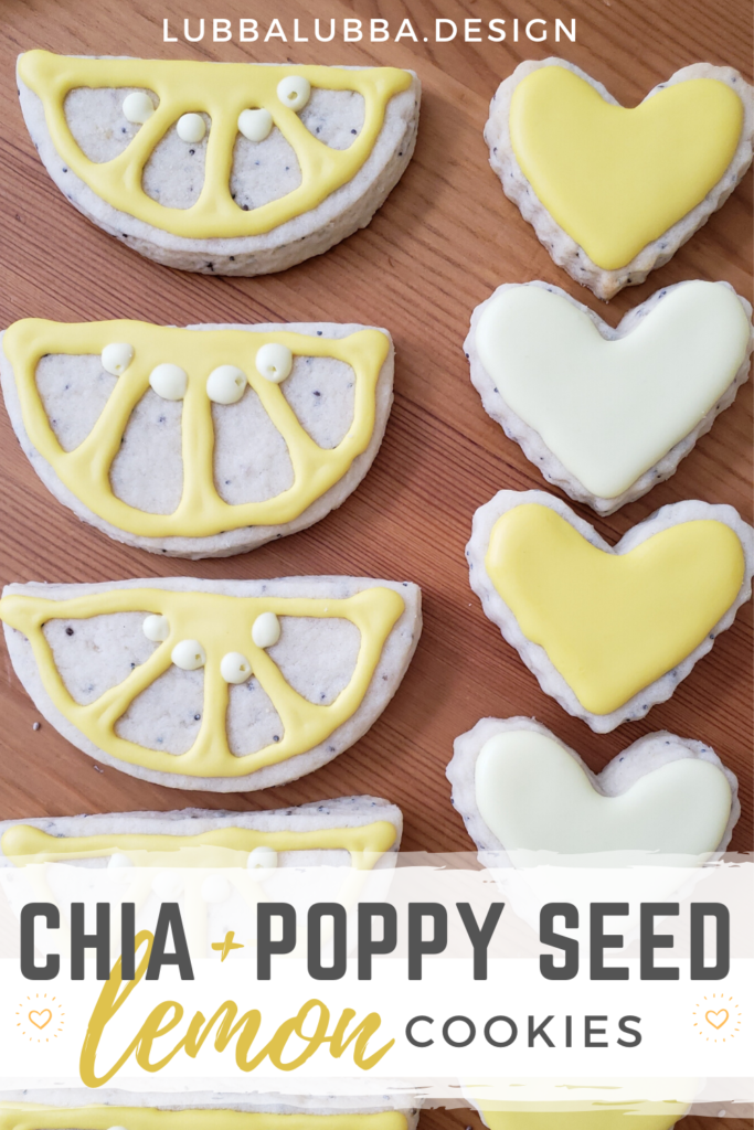 Sugar cookie cut outs with royal icing, baked with chia seeds, so tasty! With the zing of lemon icing and chia I can’t say no.  Perfect any time of year, any time of day.  These are too good to pass up.  Quick & easy, lemon squeezy.
