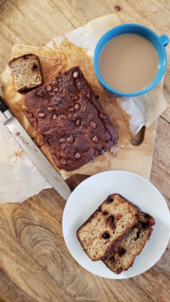 Get on this! The texture of this super moist chocolate chip banana bread is insane. Whether you are following a gluten free diet or not, you will LOVE this recipe!