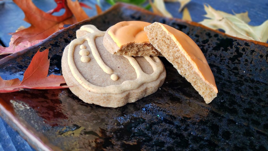 Chai pumpkin sugar cookies with royal icing