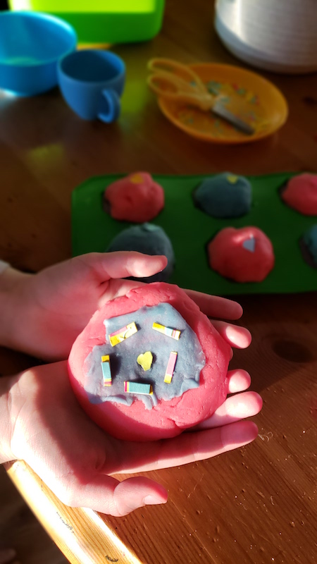 Easy 3 minute scented homemade playdough recipe for quick toddler sensory activity.